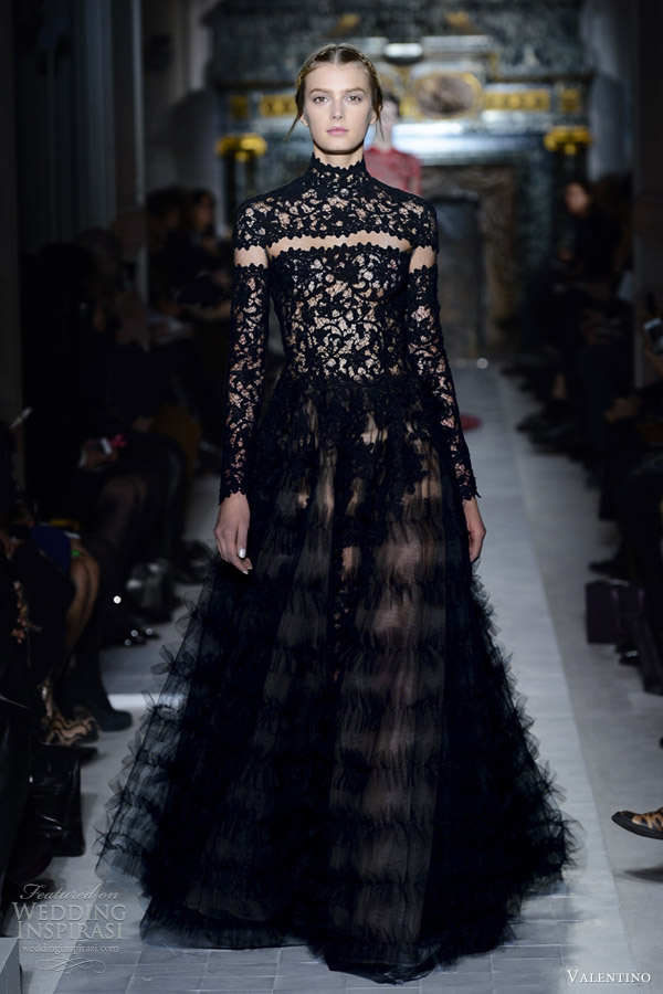 valentino spring summer 2013 couture black gown long sleeve