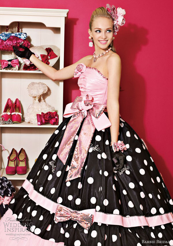 barbie bridal 2013 black pink ball gown 0102