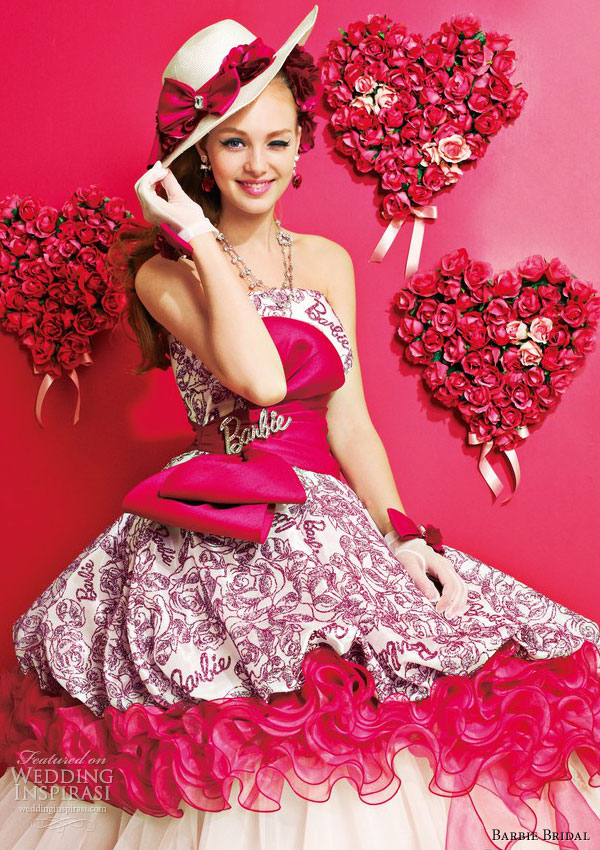 barbie bridal pink wedding dress 2013 style 0110