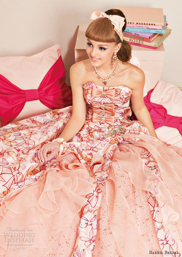 barbie pink wedding dress 2013 strapless ball gown 0108