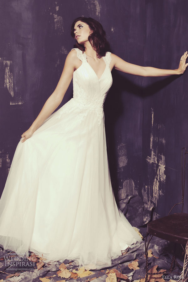 ella rosa bridal spring 2013 style be 177 a line wedding dress straps