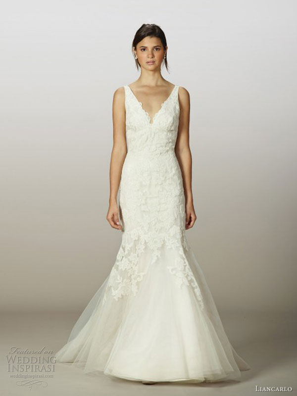 liancarlo wedding dresses fall 2013 style 5843 sleeveless v neck mermaid gown