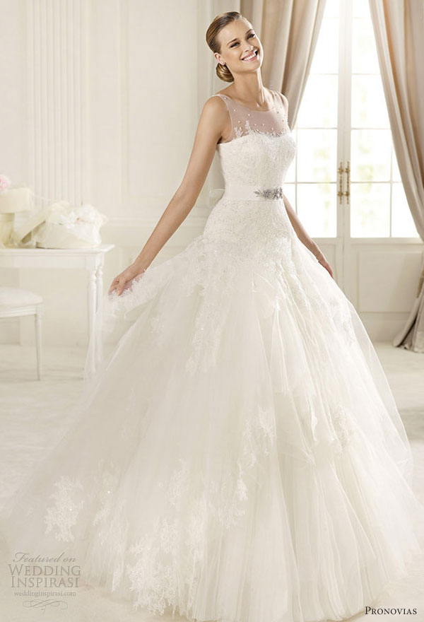 pronovias 2013 wedding dresses dominic sleeveless illusion straps