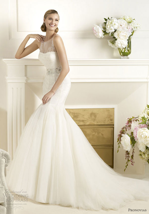 pronovias 2013 wedding dresses ducal sleeveless illusion straps mermaid