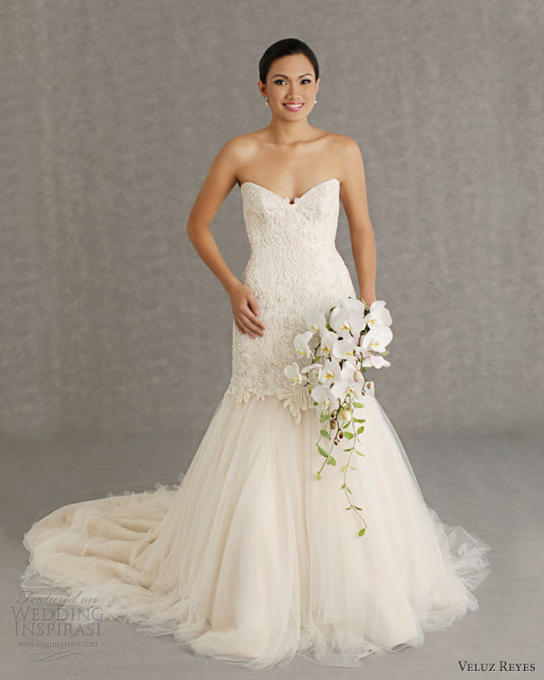 veluz reyes 2013 rustica strapless wedding dress