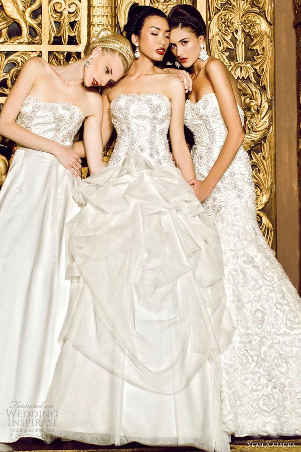 yumi katsura bridal 2013 strapless wedding dresses