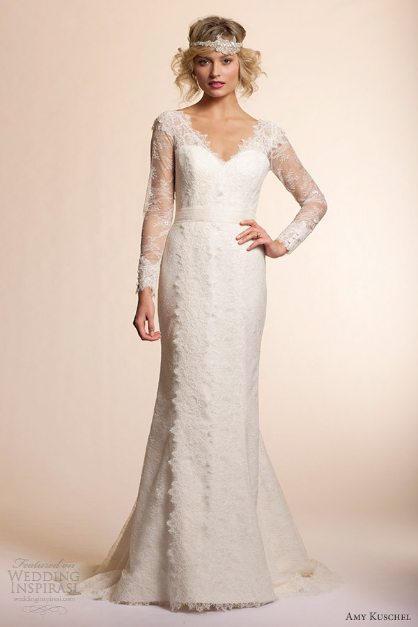 amy kuschel 2013 long sleeve wedding dresses dahlia lace gown