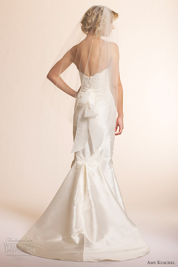 amy kuschel bridal 2013 brooke strapless mermaid wedding dress back view train