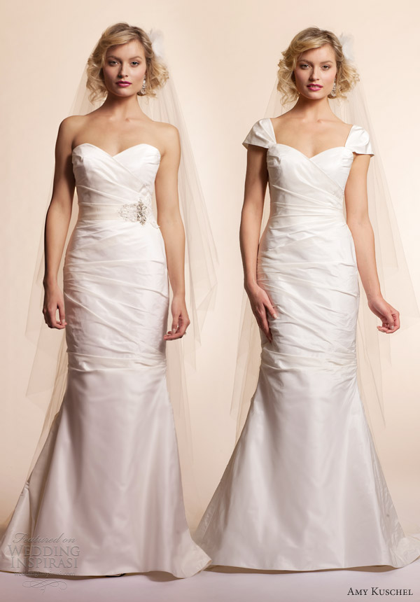 amy kuschel bridal 2013 tulip strapless cap sleeves wedding dress