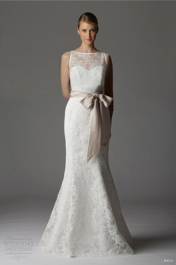 aria bridal gown 2013 sleeveless illusion lace bateau keyhole 272ft