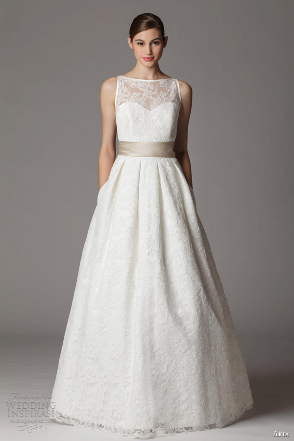 aria bridal gown 2013 sleeveless illusion lace bodice 272fb