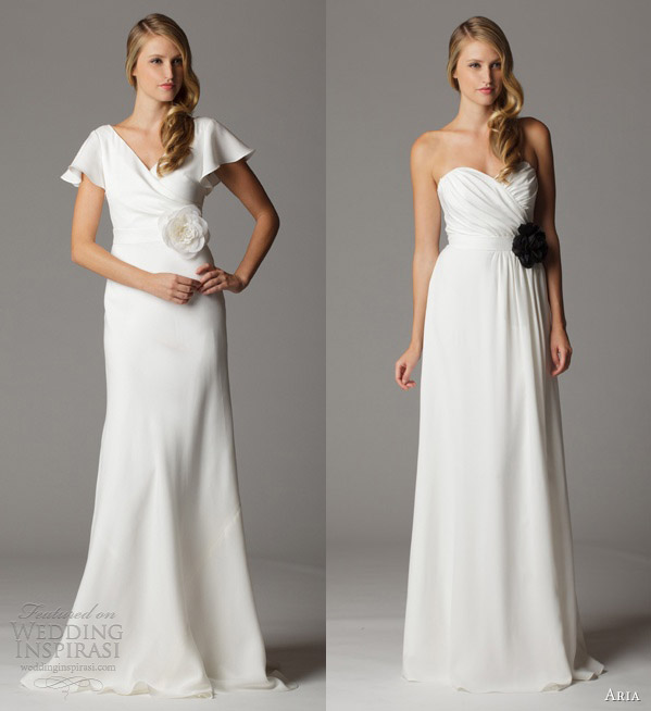 aria wedding dresses 2013 silk crepe gown sleeves 620fx strapless 617fl