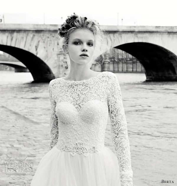 berta bridal 2013 long sleeve lace bodice ball gown