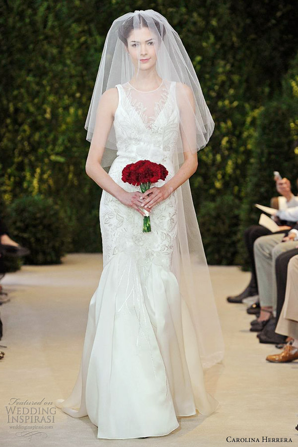 carolina herrera spring 2014 bridal aria sleeveless mermaid