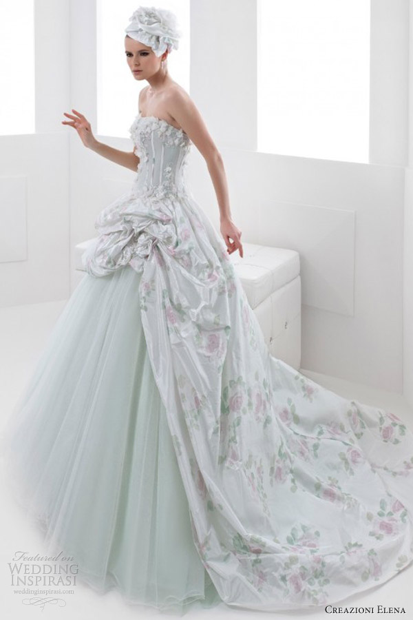 creazioni elena 2013 color wedding dresses strapless ball gown