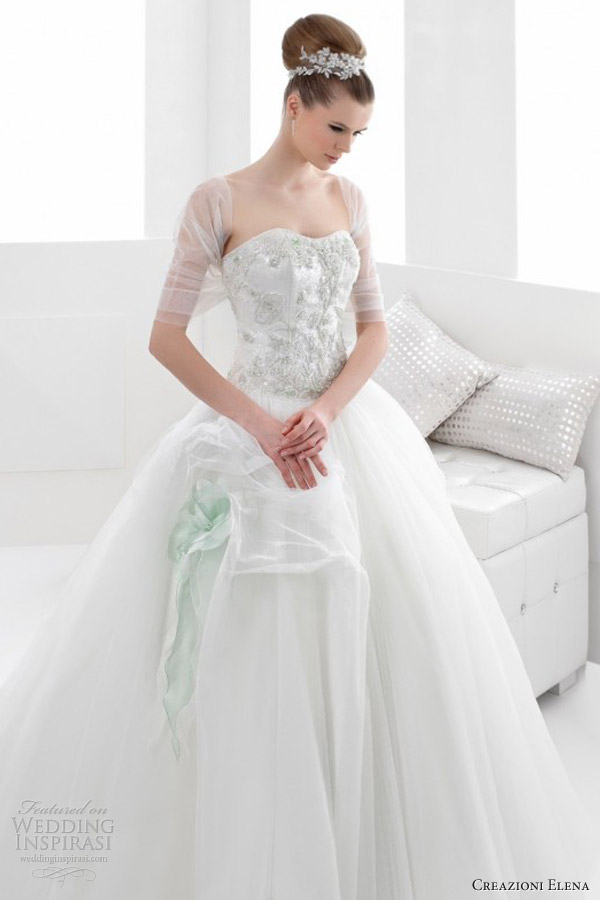 creazioni elena 2013 color wedding dresses strapless mint green ball gown