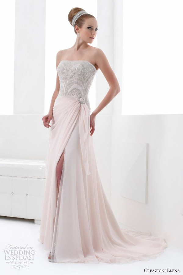 creazioni elena color wedding dresses 2013 pink strapless gown