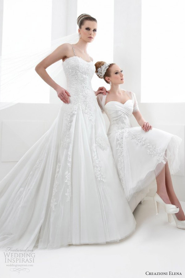 creazioni elena sposa 2013 bridal strapless ball gown short