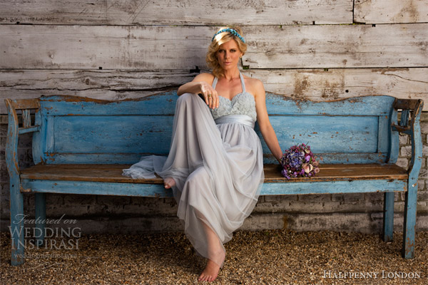 halfpenny london bridal 2013 dusty blue wedding dress