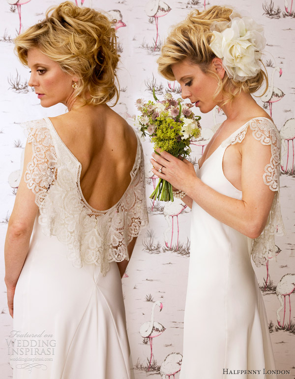 halfpenny london wedding dresses 2013 scalloped cape flutter sleeves