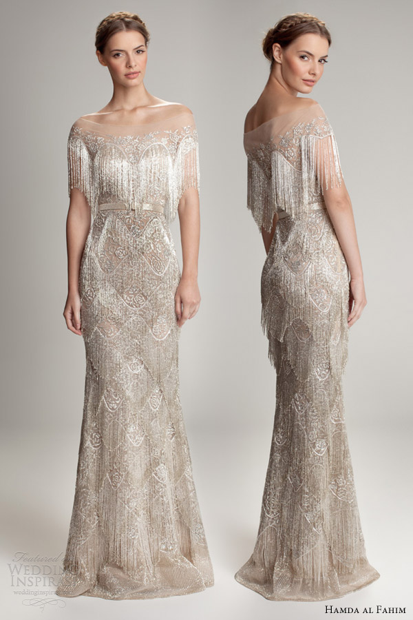 hamda al fahim fall 2012 2013 fringe cape off shoulder gown hamda al fahim fall 2012 2013 fringe cape off shoulder gown