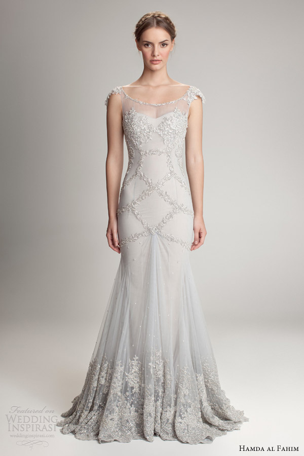 hamda al fahim fall 2012 2013 sheath cap sleeve wedding dress