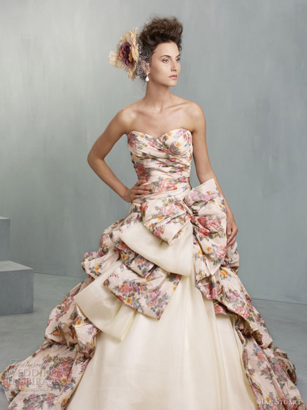 ian stuart bridal 2013 south pacific wedding dress print