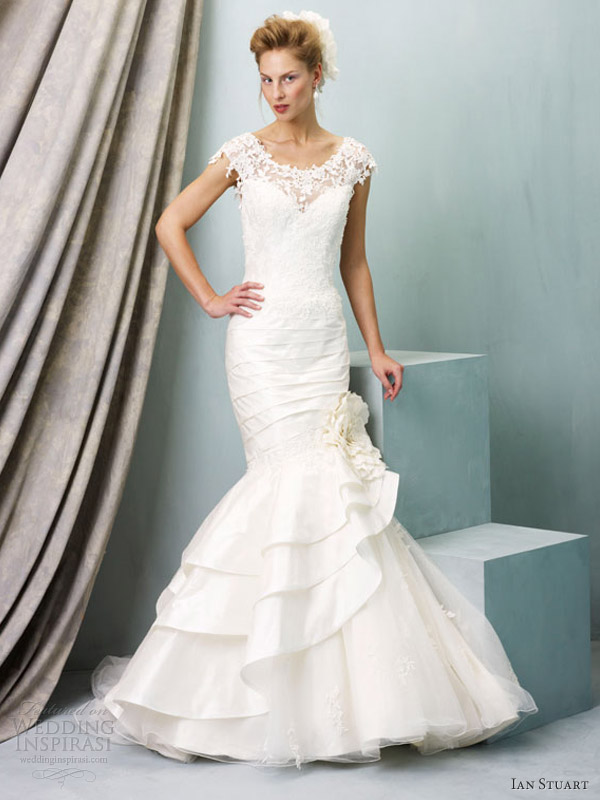 ian stuart bridal 2013 valentina mermaid wedding dress cap sleeves