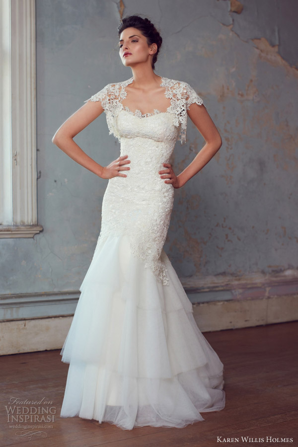 karen willis holmes 2013 wedding dresses jillian strapless short sleeve lace bolero