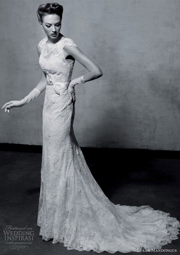 lusan mandongus bridal 2013 collection cap sleeve wedding dress