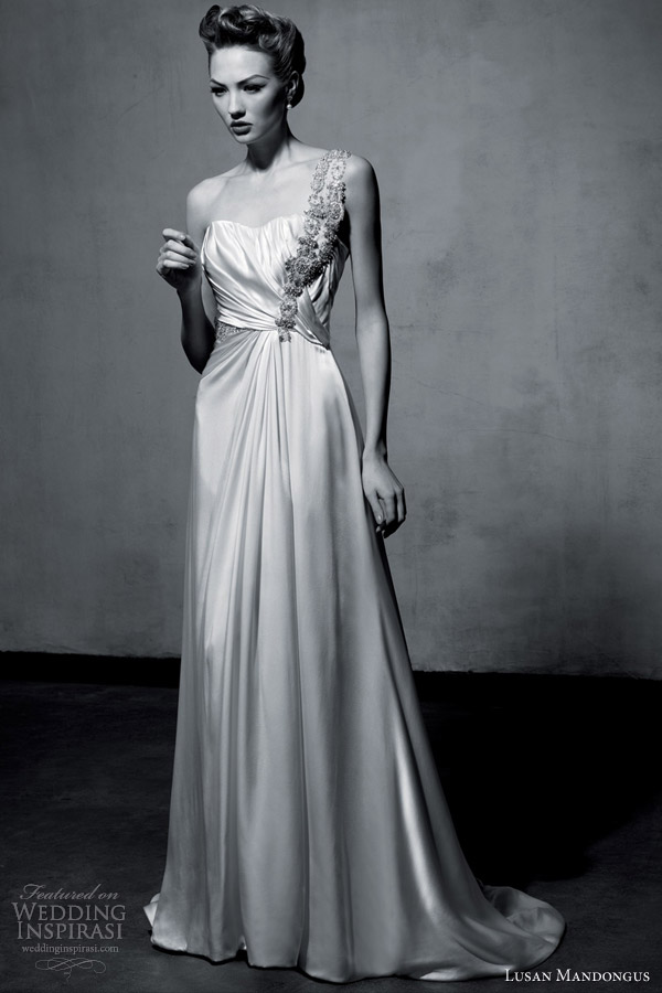 lusan mandongus bridal 2013 one shoulder wedding dress