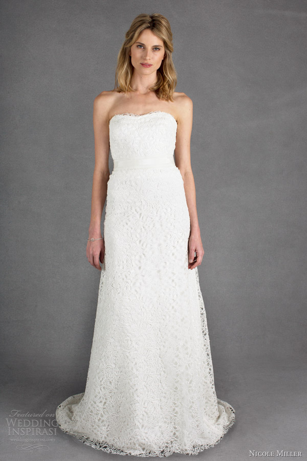 nicole miller 2014 spring bridal victoria strapless lace wedding dress