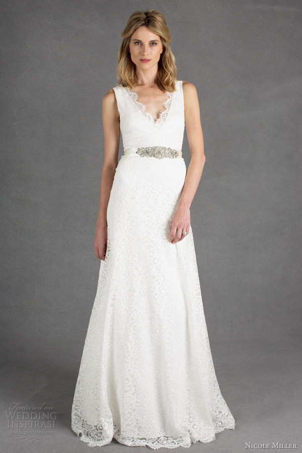 nicole miller bridal spring 2014 bianca sleevless lace wedding dress