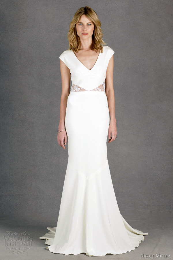 nicole miller wedding dresses spring 2014 kimberly lace detail cap sleeve gown