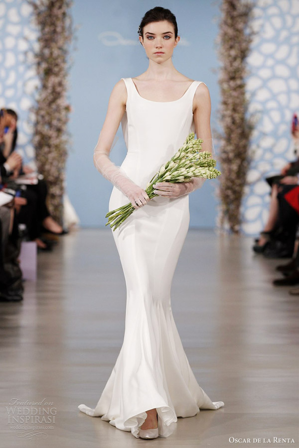 oscar de la renta bridal spring 2014 cowl back sleeveless gown