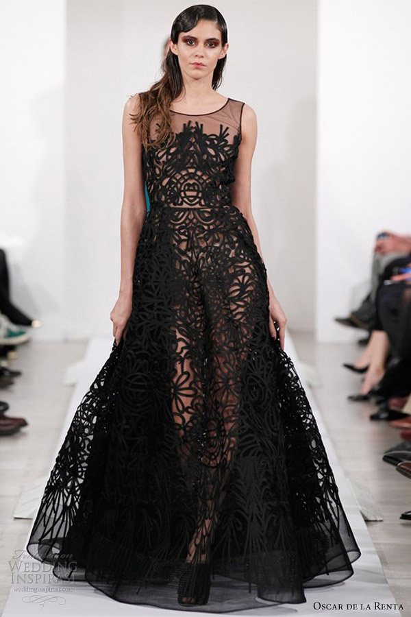 oscar de la renta fall 2013 sleeveless black gown