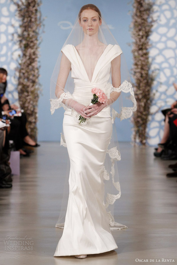 oscar de la renta spring 2014 silk mikado draped wedding dress