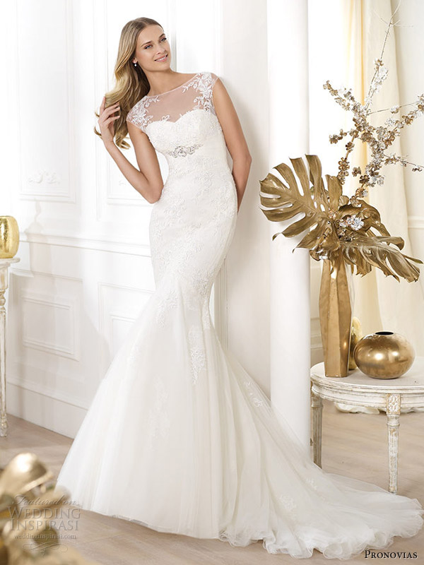 pronovias 2014 fashion bridal leonde cap sleeve wedding dress