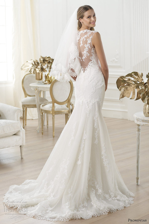 pronovias 2014 laren portrait illusion back sleeveless bridal gown