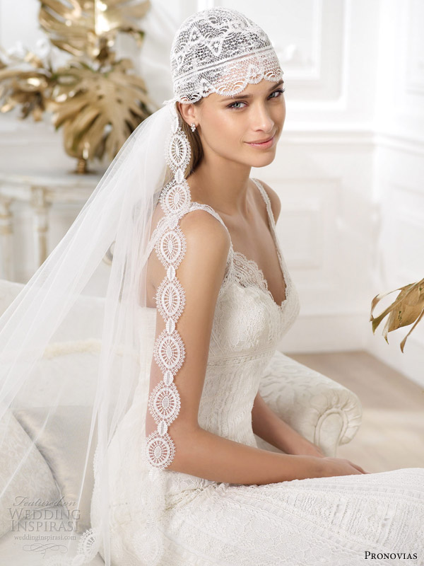 pronovias bridal 2014 fashion larrue crochet neckline wedding dress