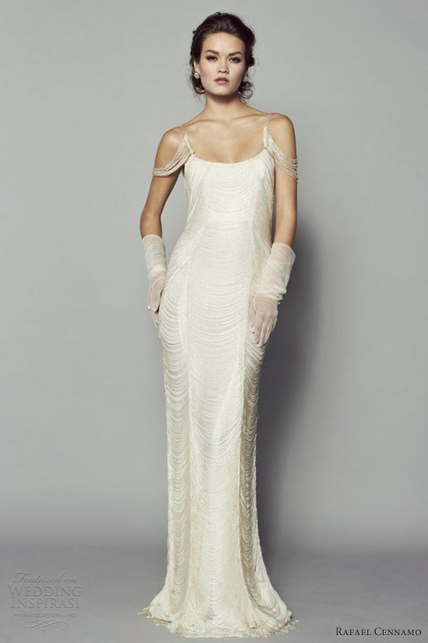 rafael cennamo bridal fall 2013 beaded fringe panelled gown