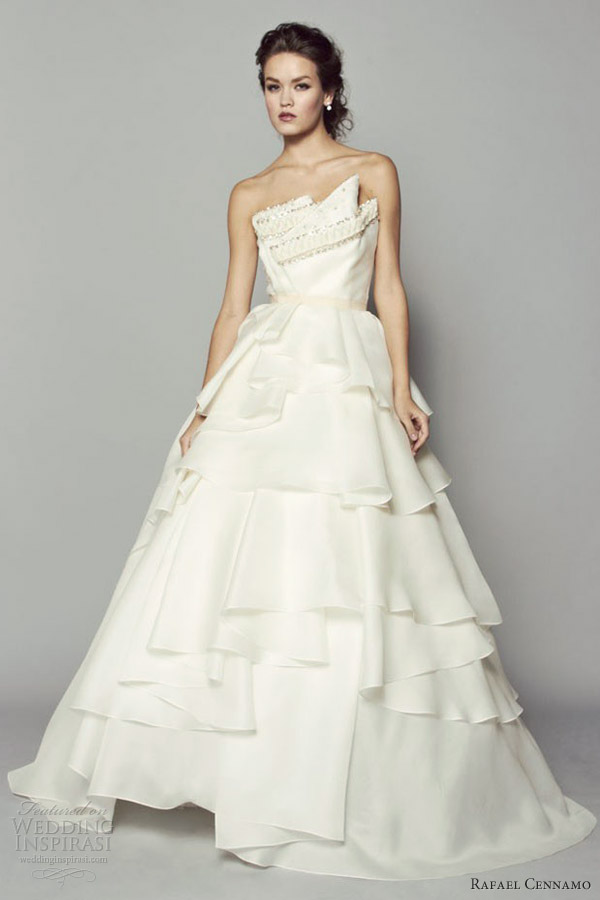 rafael cennamo bridal fall 2013 silk gazaar multi layered ball gown