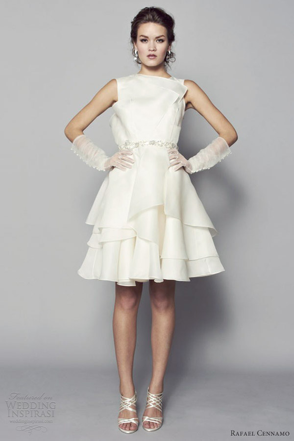 rafael cennamo fall 2013 bridal strapless short dress