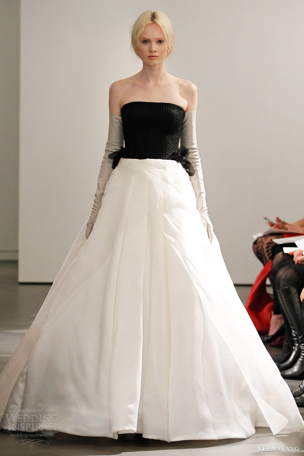 vera wang 2014 spring strapless bridal gown monochrome