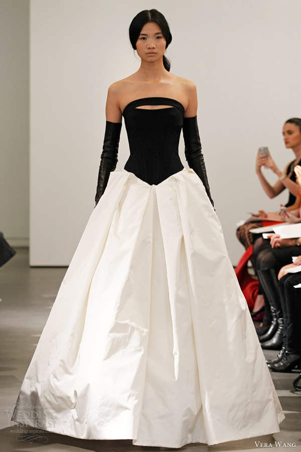 vera wang black white wedding dresses spring 2014 bridal cutout bodice