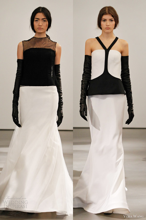 vera wang bridal spring 2014 monochromatic black white wedding dresses