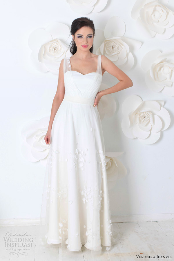 veronika jeanvie wedding dresses 2014 bridal janne gathered tulle straps