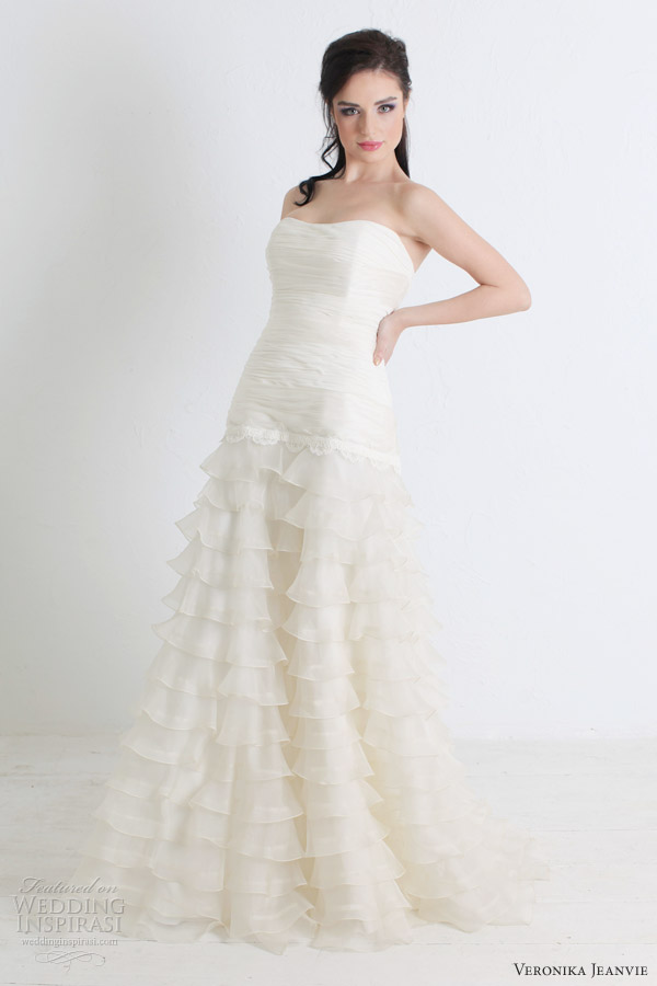 veronika jeanvie wedding dresses 2014 bridal rossanie tiered strapless gown