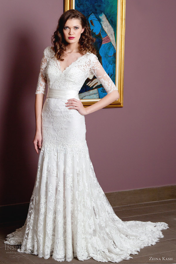 zeina kash bridal 2013 lace wedding dress sleeves