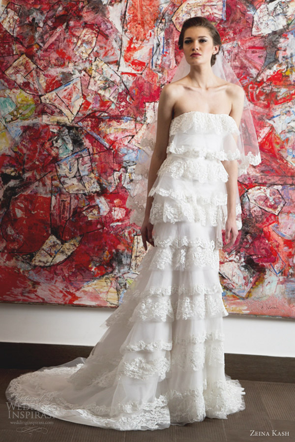 zeina kash bridal 2013 tiered lace wedding dress